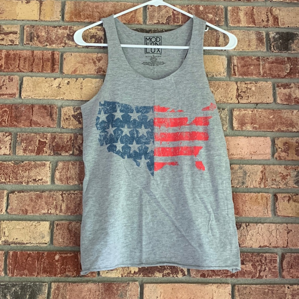 Gray American flag, US outline tank